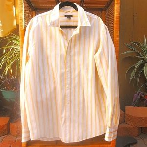 Men's Summer Striped Long Sleeve Cotton Button Up